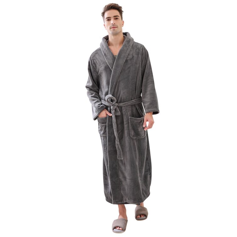 Latitude Run Men s Shawl Collar Warm And Soft Fleece Robe